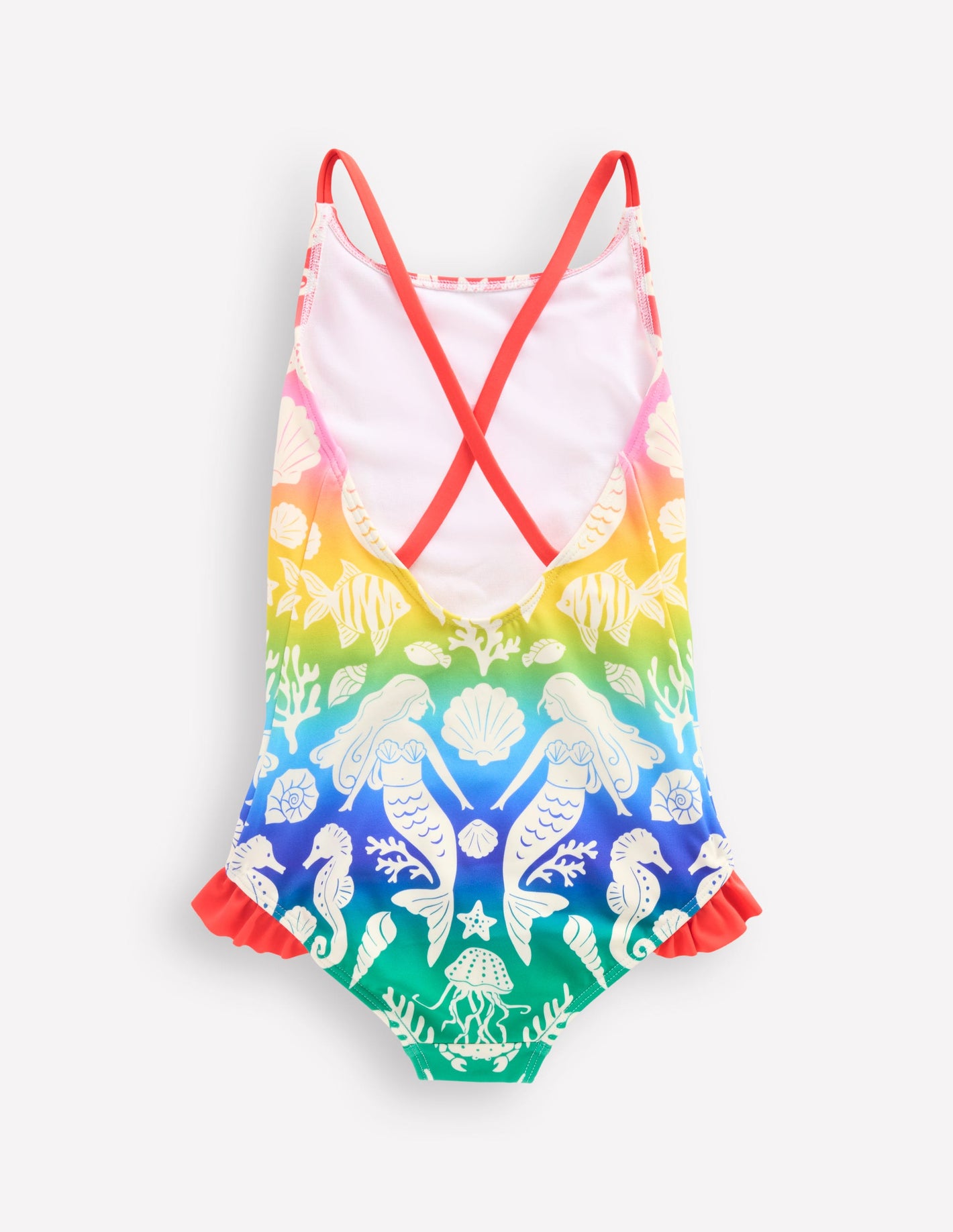 Pretty Cross-Back Swimsuit-Pink Ombre Mermaids