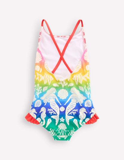 Pretty Cross-Back Swimsuit-Pink Ombre Mermaids