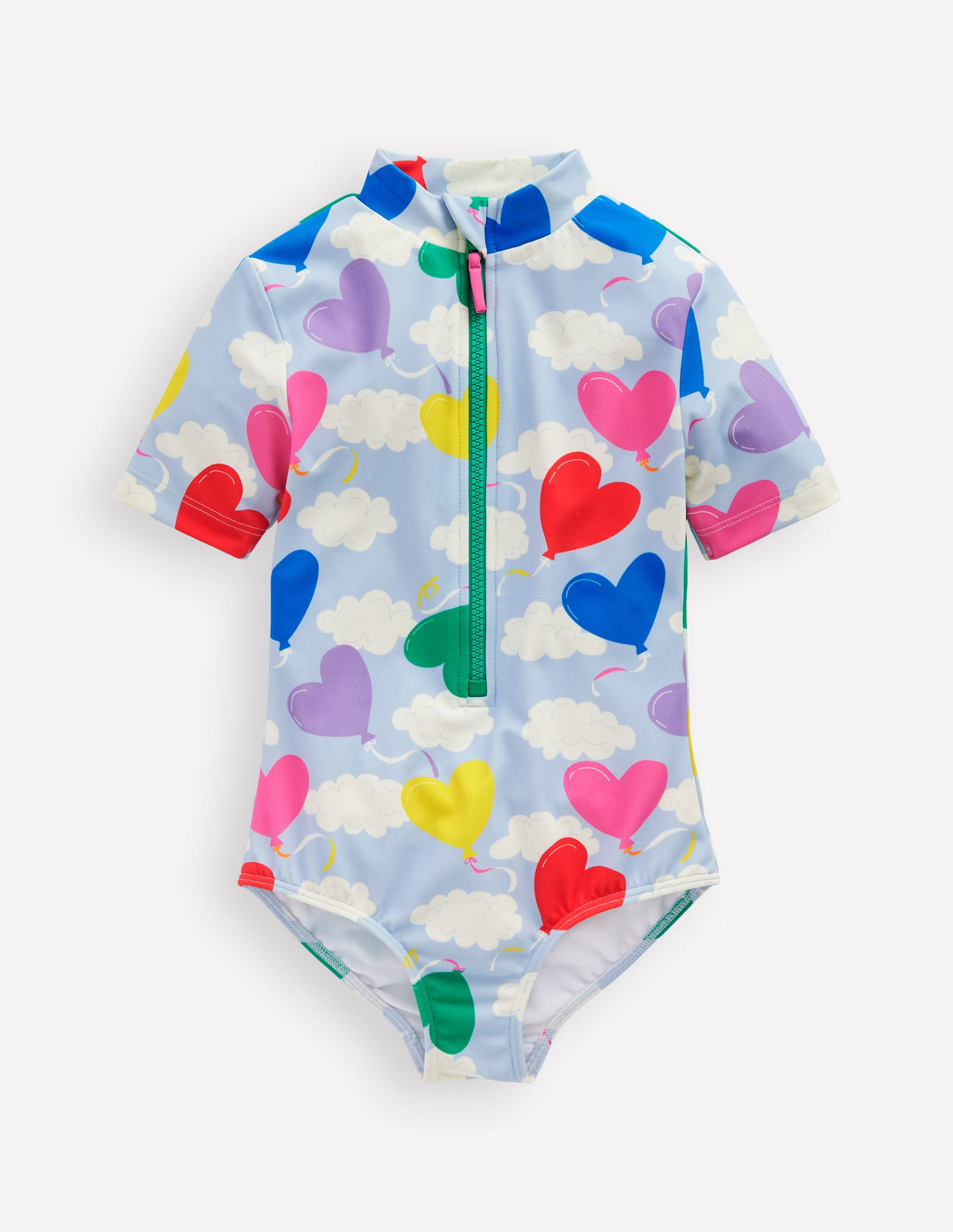 Short-sleeved Swimsuit-Misty Blue Balloon Sky - Image 1