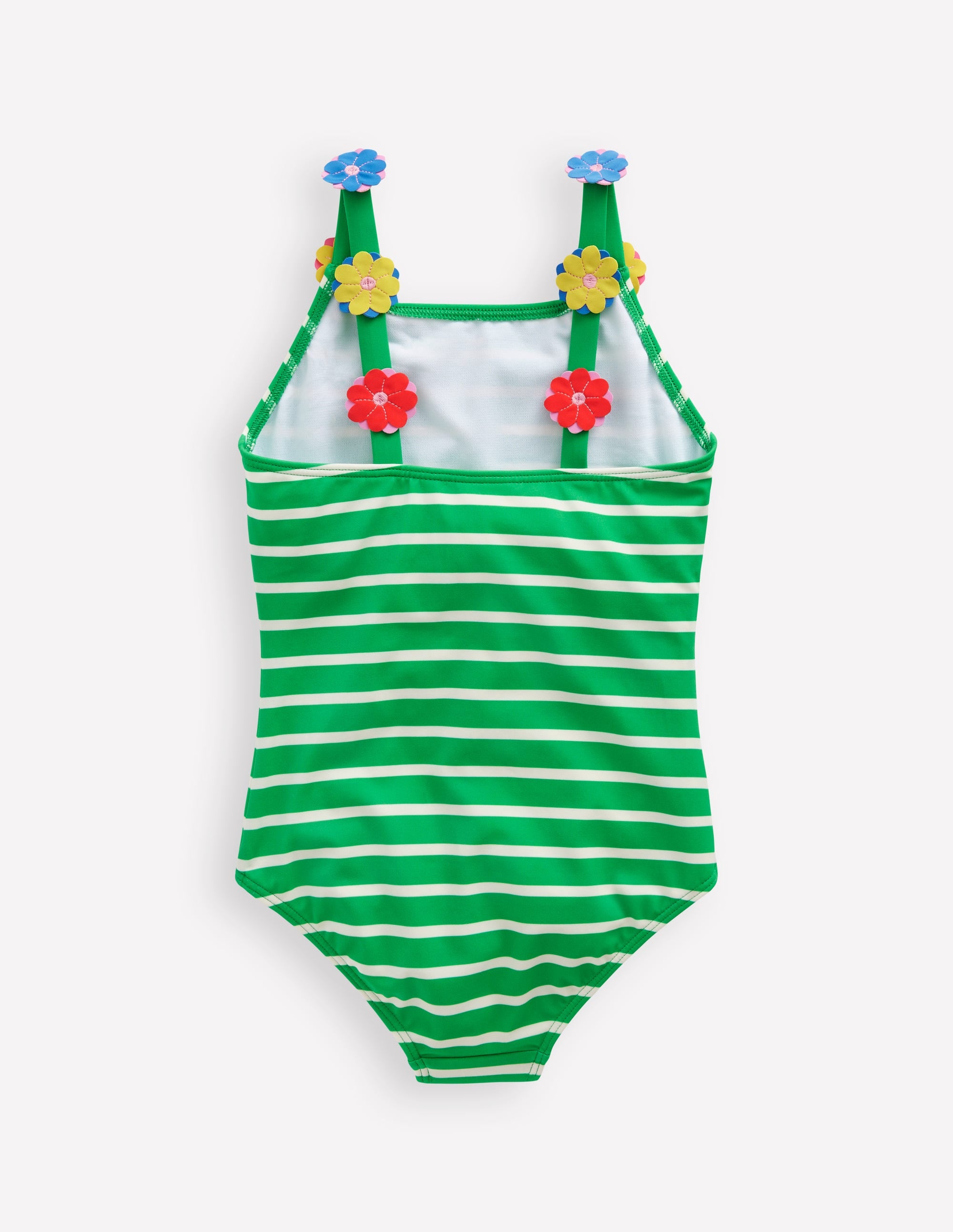 Appliqué  Strap Swimsuit-Sapling Green Stripe Hearts - Image 2
