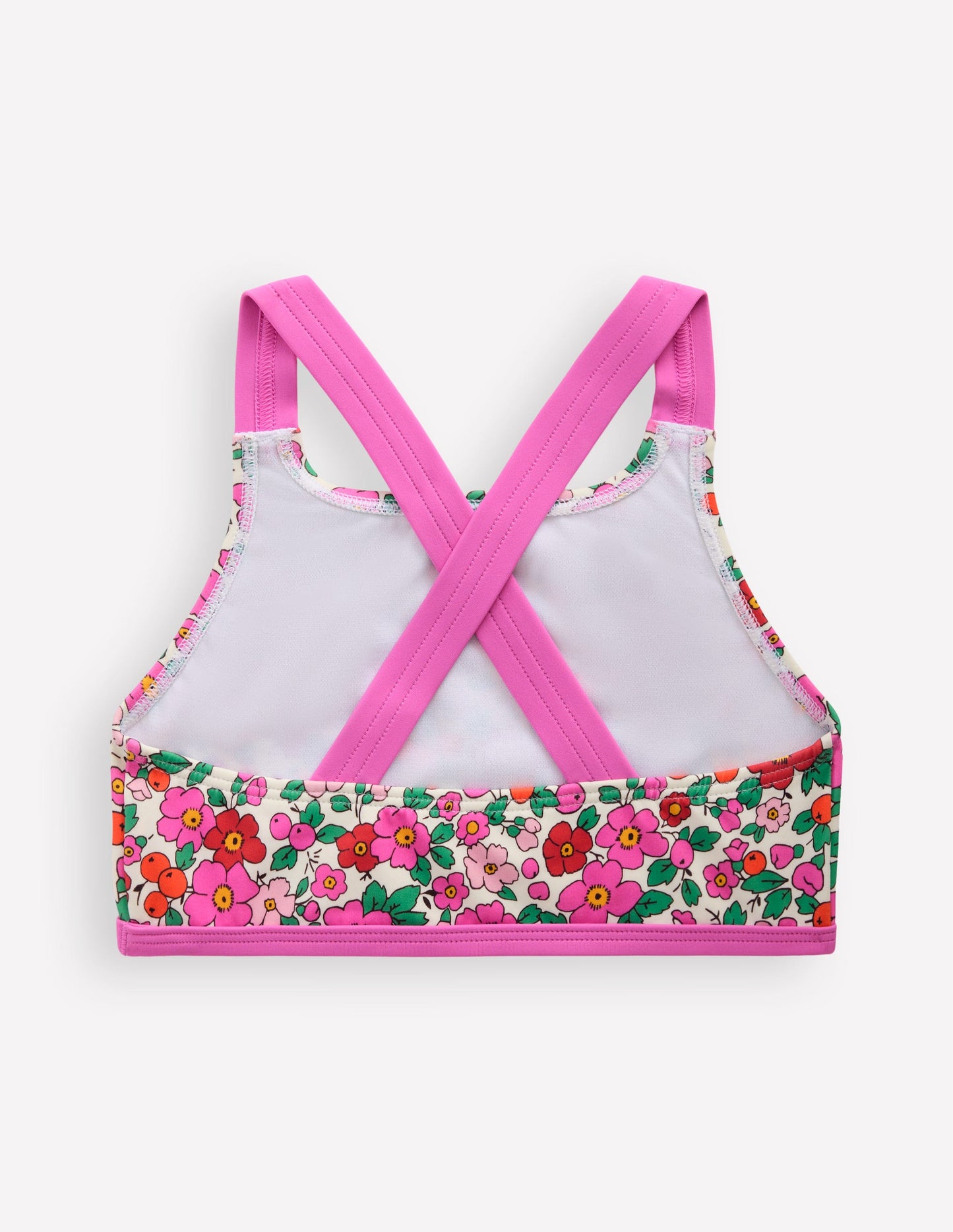 Cross-back Bikini Top-Pink Apple Blossom Floral