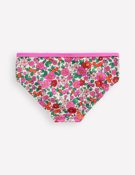 Patterned Bikini Bottoms-Pink Apple Blossom Floral