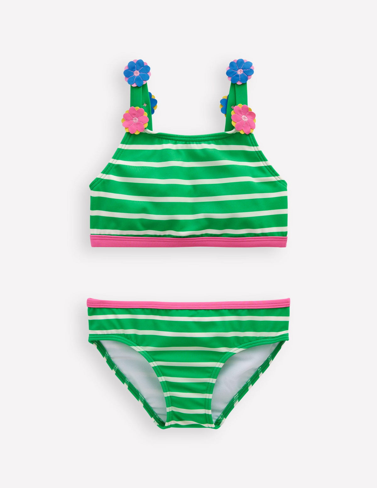 Applique Strap Bikini-Sapling Green Stripe Hearts - Image 1