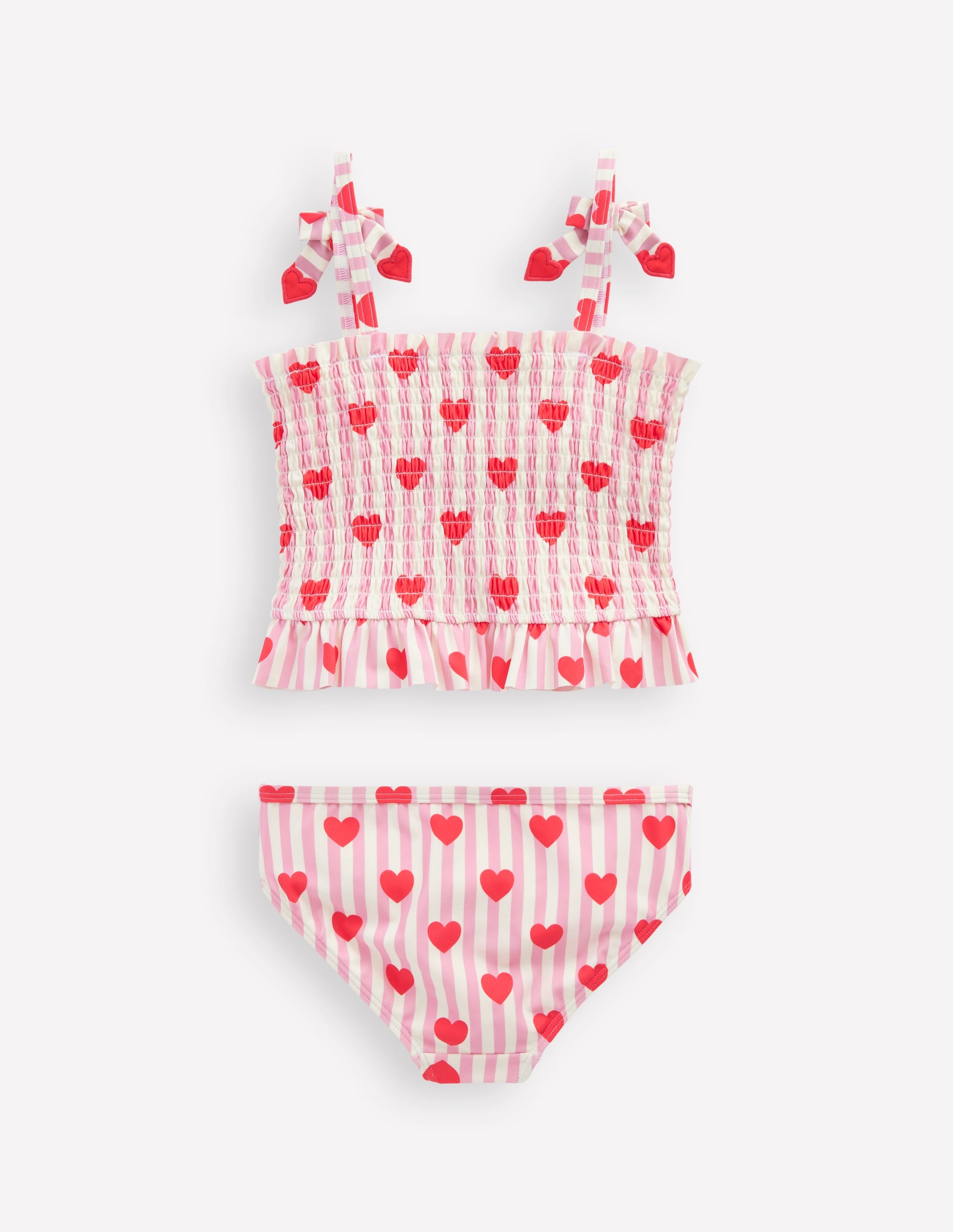 Smocked Tankini Set-Bubblegum Pink Heart Stripe | Boden USA