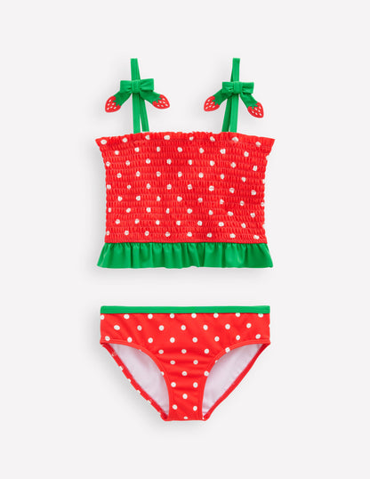 Smocked Tankini Set-Jam Red Strawberry