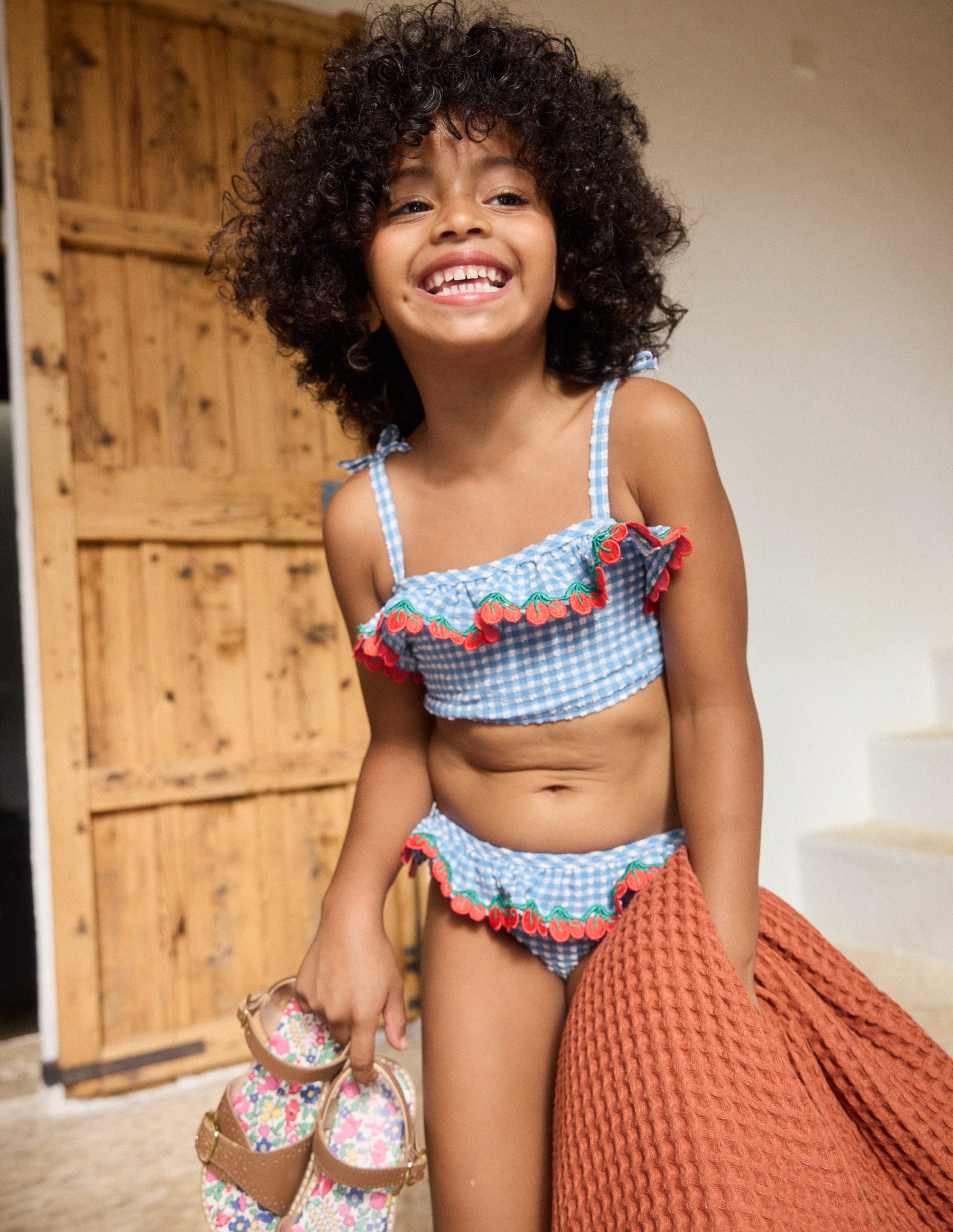Tallulah Frill Bikini-Blue Gingham Cherries-4