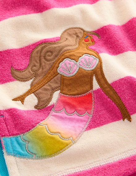 Mara Towelling Throw-On-Pink Mermaid Stripe