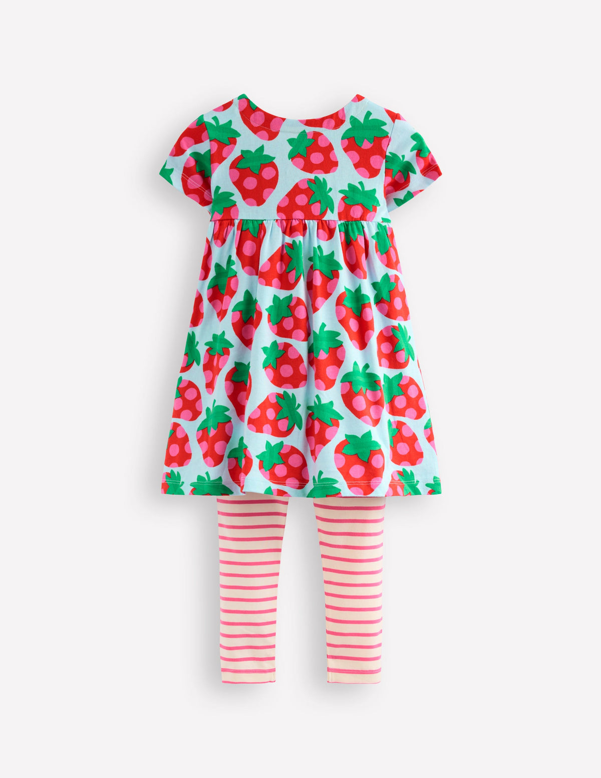 Short-sleeved print tunic set-Misty Blue Strawberry - Image 2