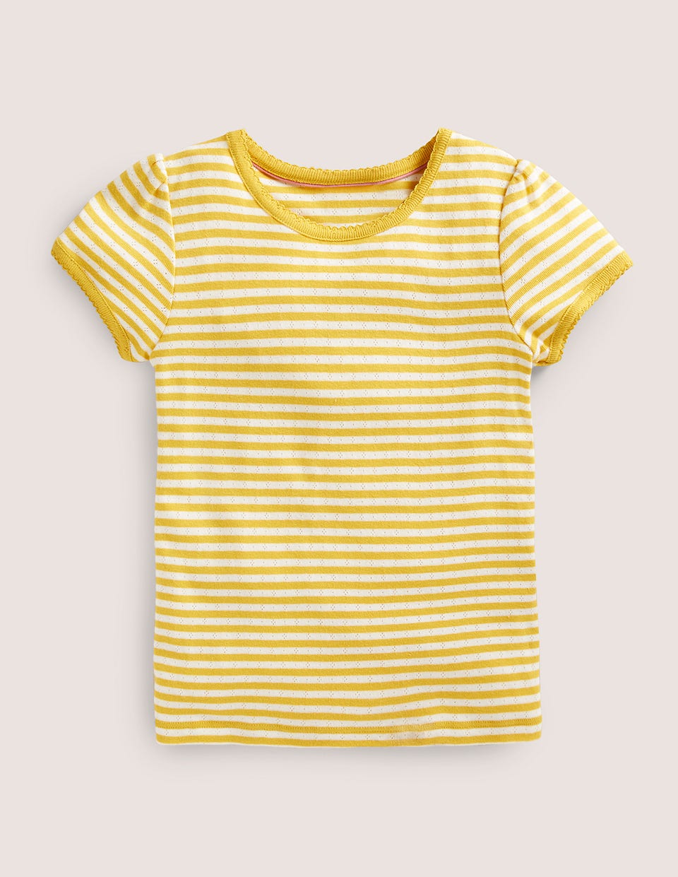 Short Sleeve Pointelle Top-Daffodil Yellow/Soft Ivory - Image 1