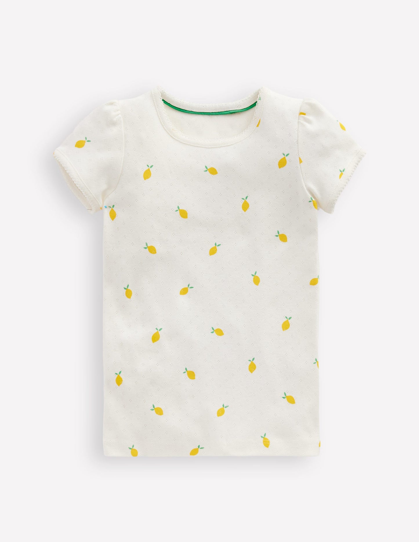 Short Sleeve Pointelle Top-Ivory Lemons