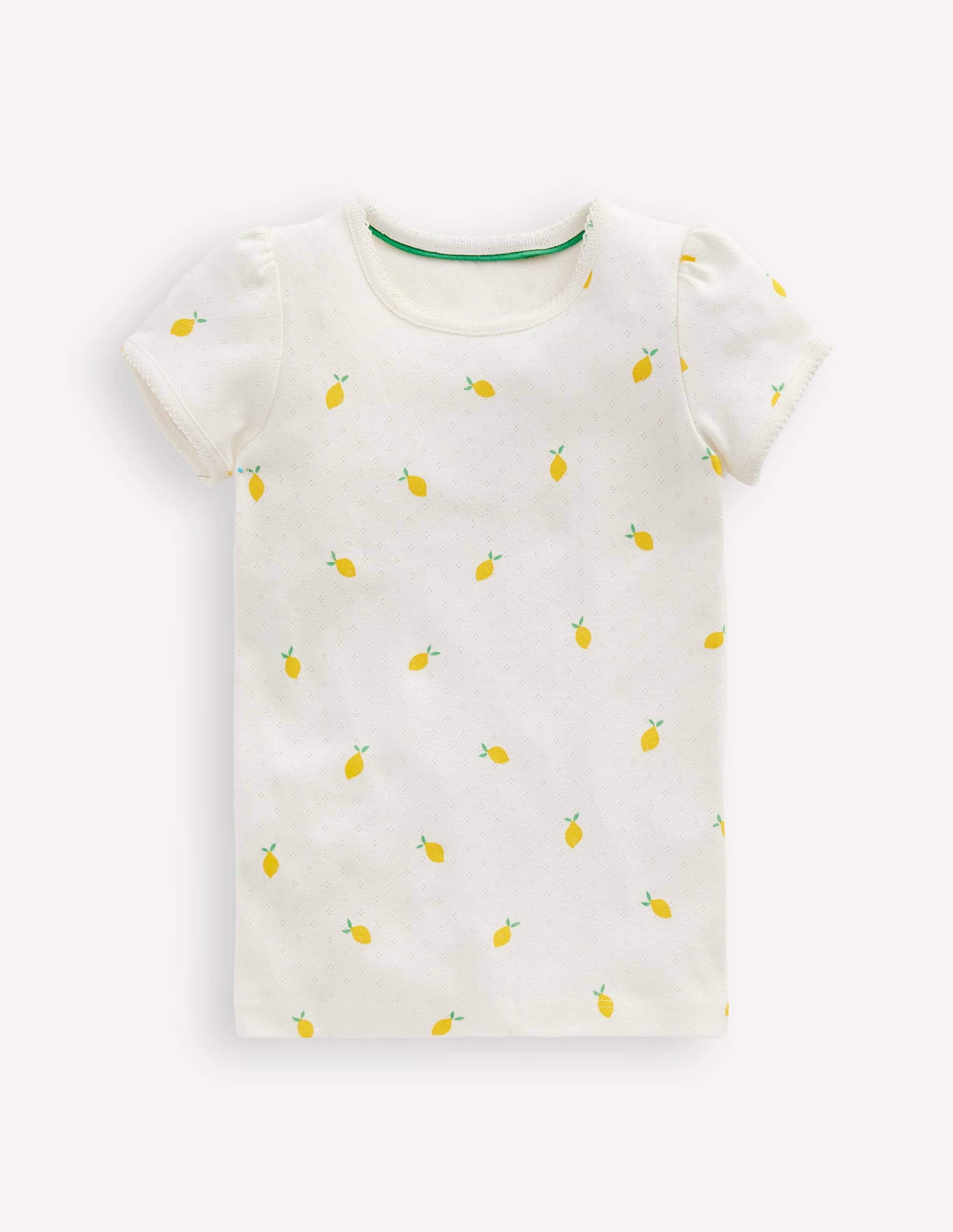 Short Sleeve Pointelle Top-Soft Ivory - Image 1
