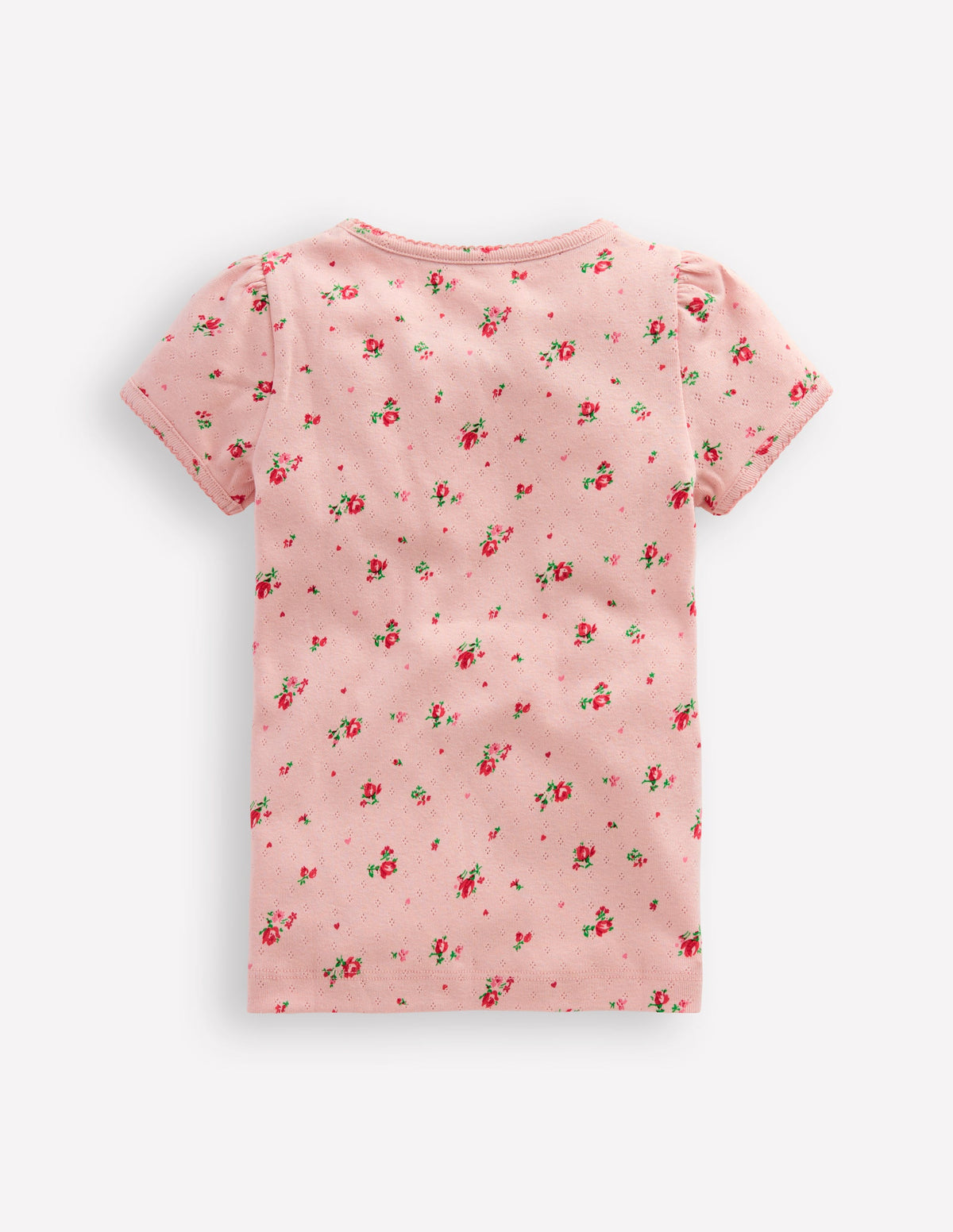 Short Sleeve Pointelle Top-Chalk Pink Rosebud - Image 2
