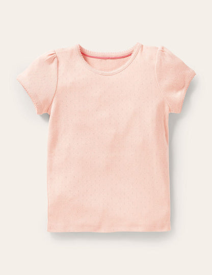 Short Sleeve Pointelle Top-Provence Dusty Pink