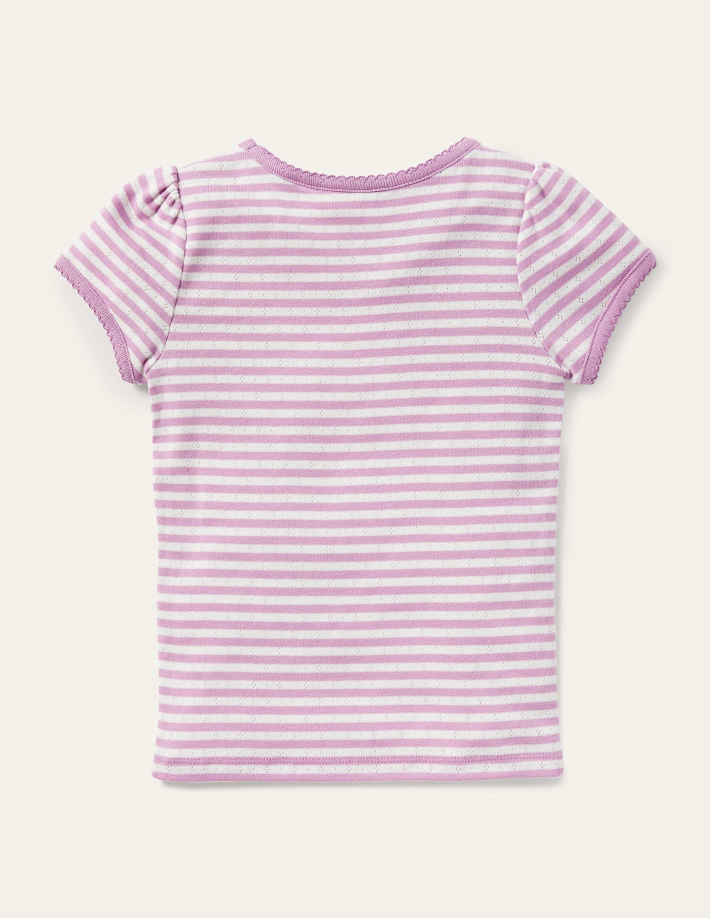 Short Sleeve Pointelle Top-Lilac Purple/Soft Ivory