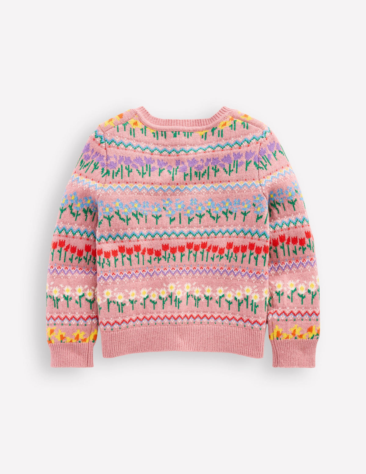 Edie Fair Isle Cardigan-Sea Pink Flowers - Image 2