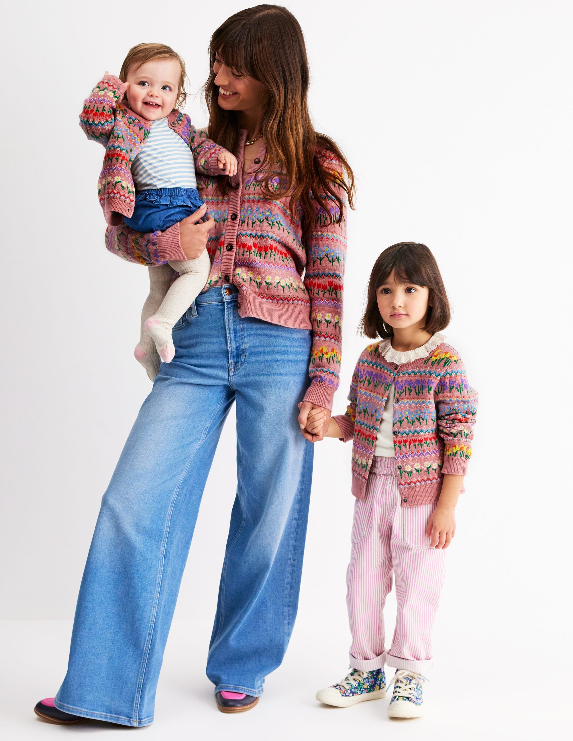 Edie Fair Isle Cardigan-Sea Pink Flowers - Image 5
