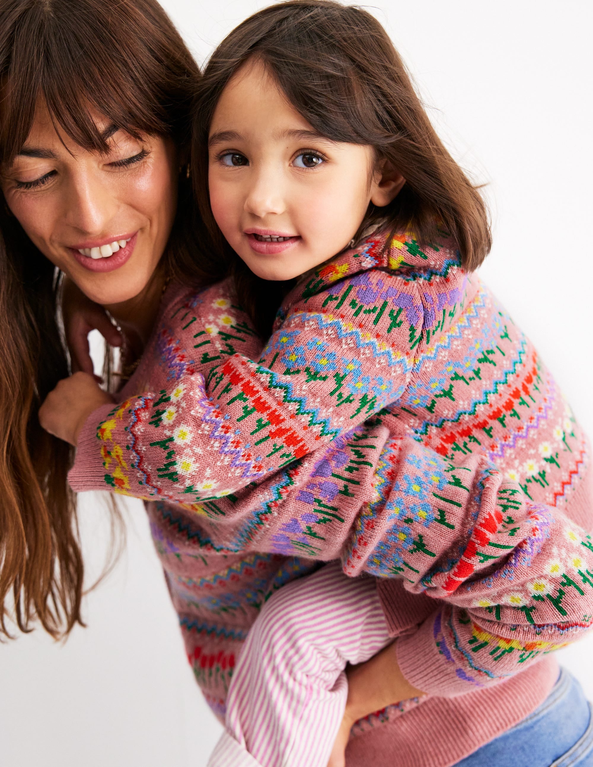 Edie Fair Isle Cardigan-Sea Pink Flowers - Image 6