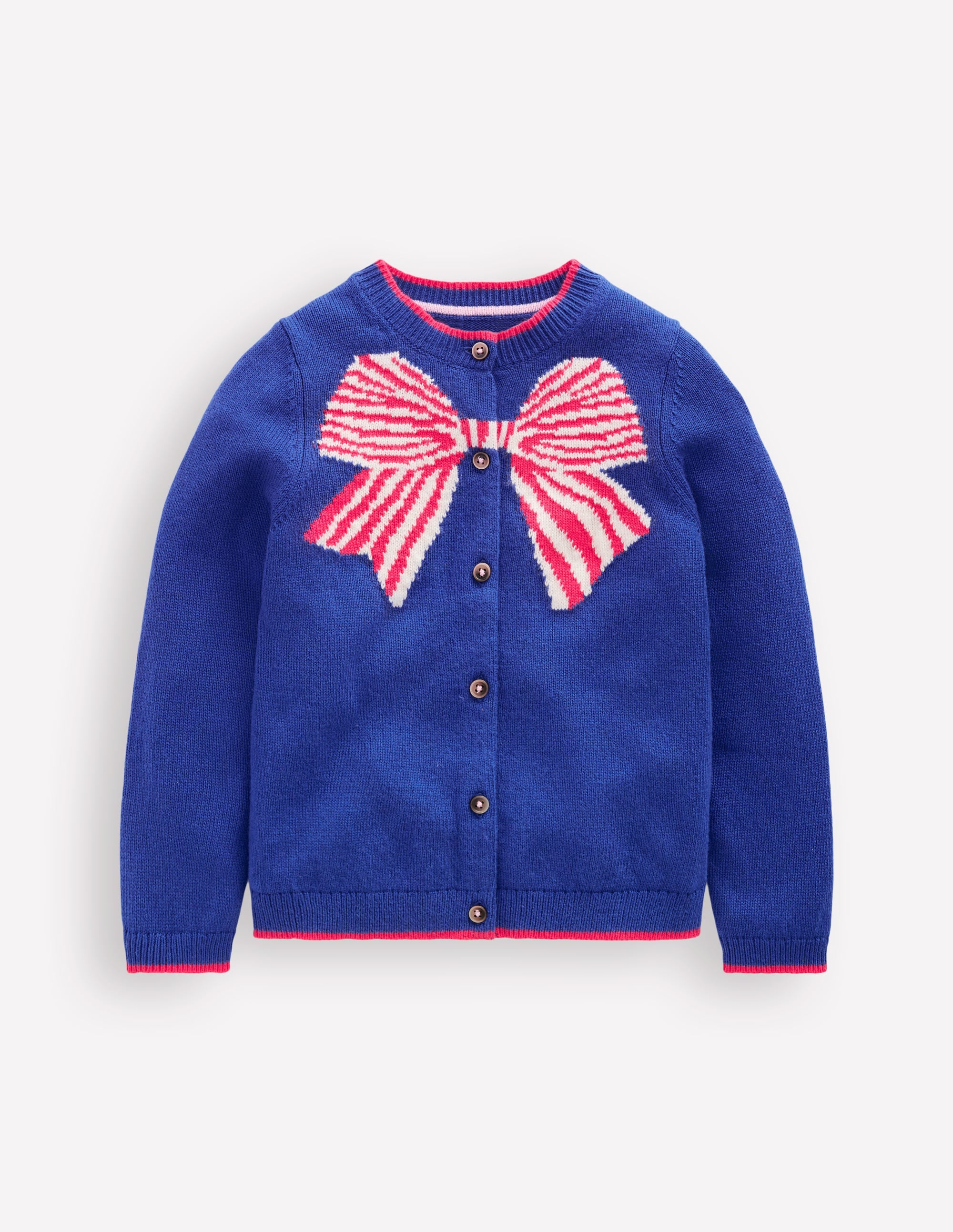 Evelyn Fun Logo Cardigan-Heron Blue Bow - Image 1