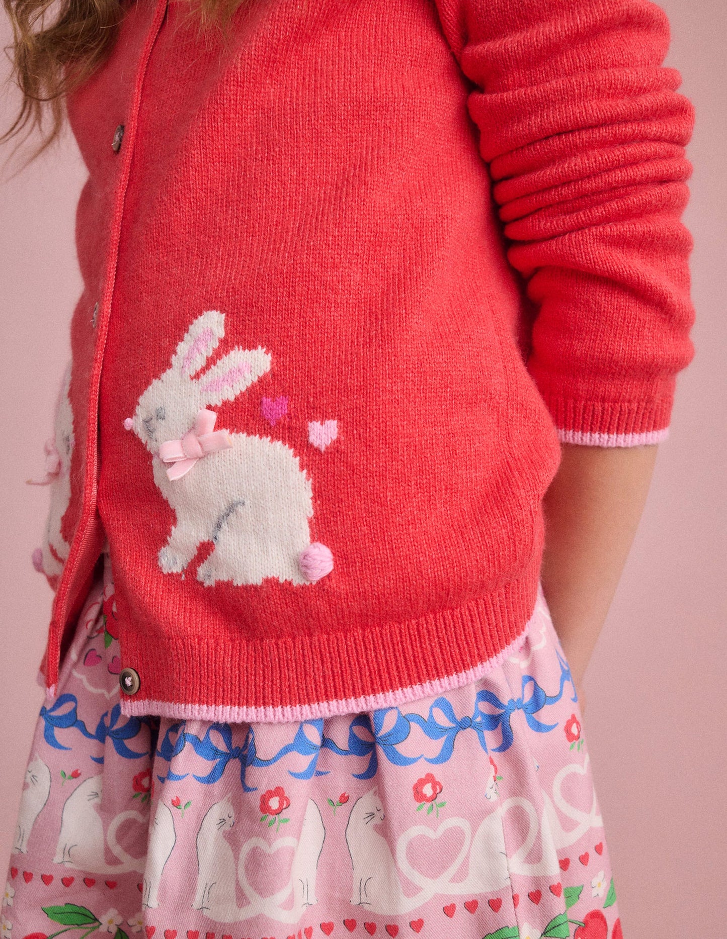 Evelyn Fun Logo Cardigan-Jam Red Bunnies