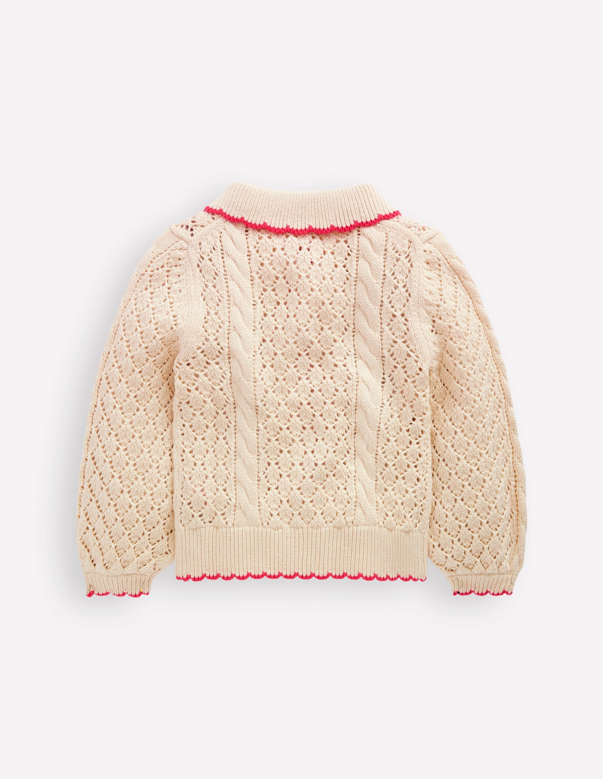 Cotton Embroidered Cardigan-Warm Ivory Floral - Image 2