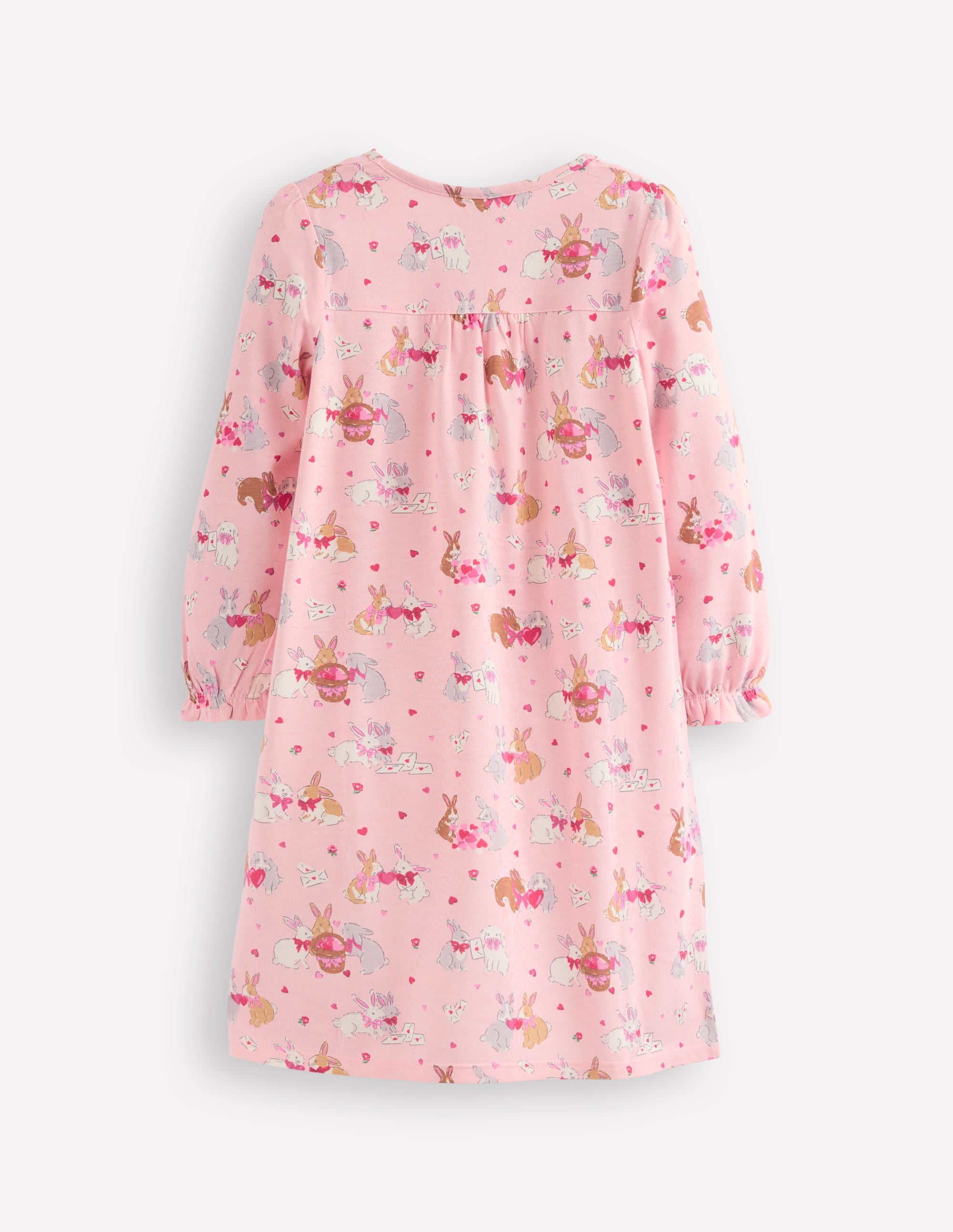 Printed Long-Sleeved Nightie-Chalk Pink Love Bunnies - Image 2