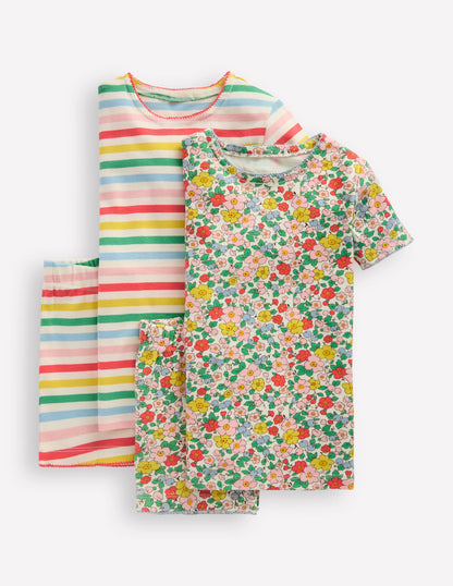 Twin Pack Short Pyjamas-Apple Blossom Multi-1