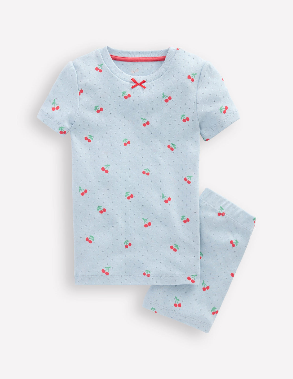 Snug Pointelle Pajamas-Misty Blue Cherries - Image 1