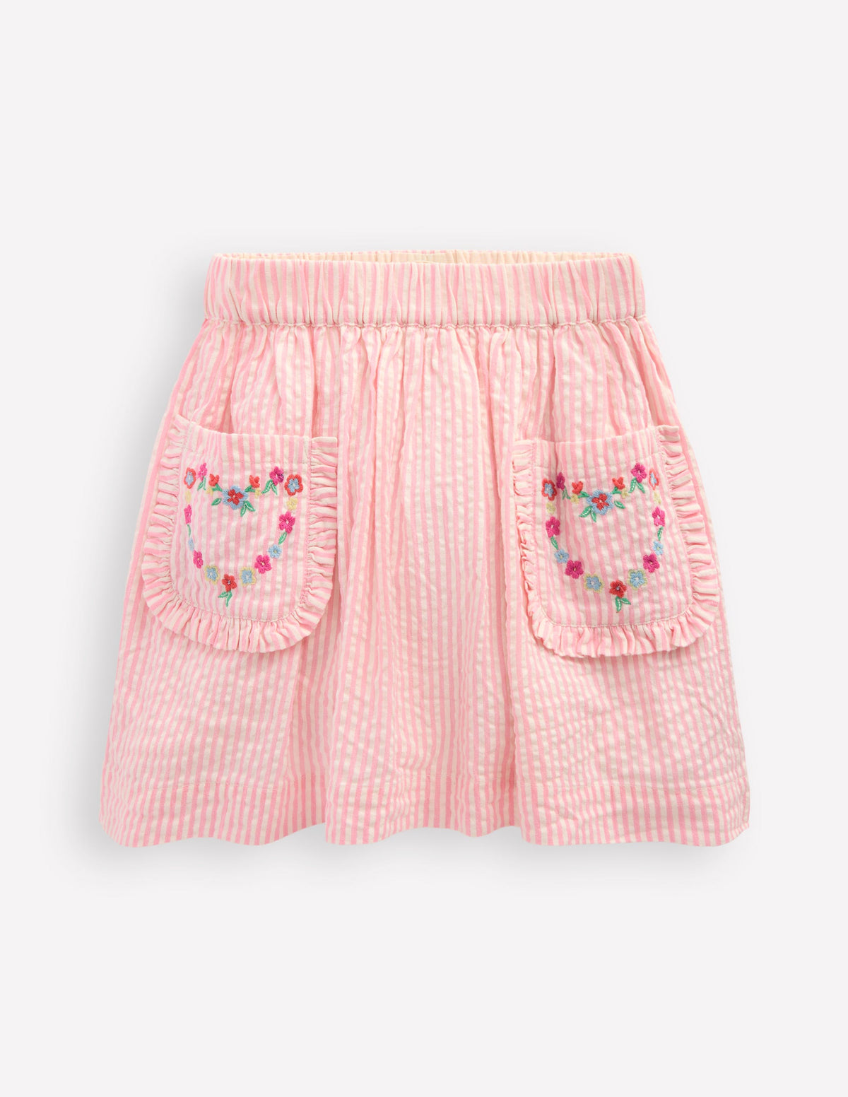 Applique Pocket Skirt-Cosmos Pink Daisy Chain - Image 1