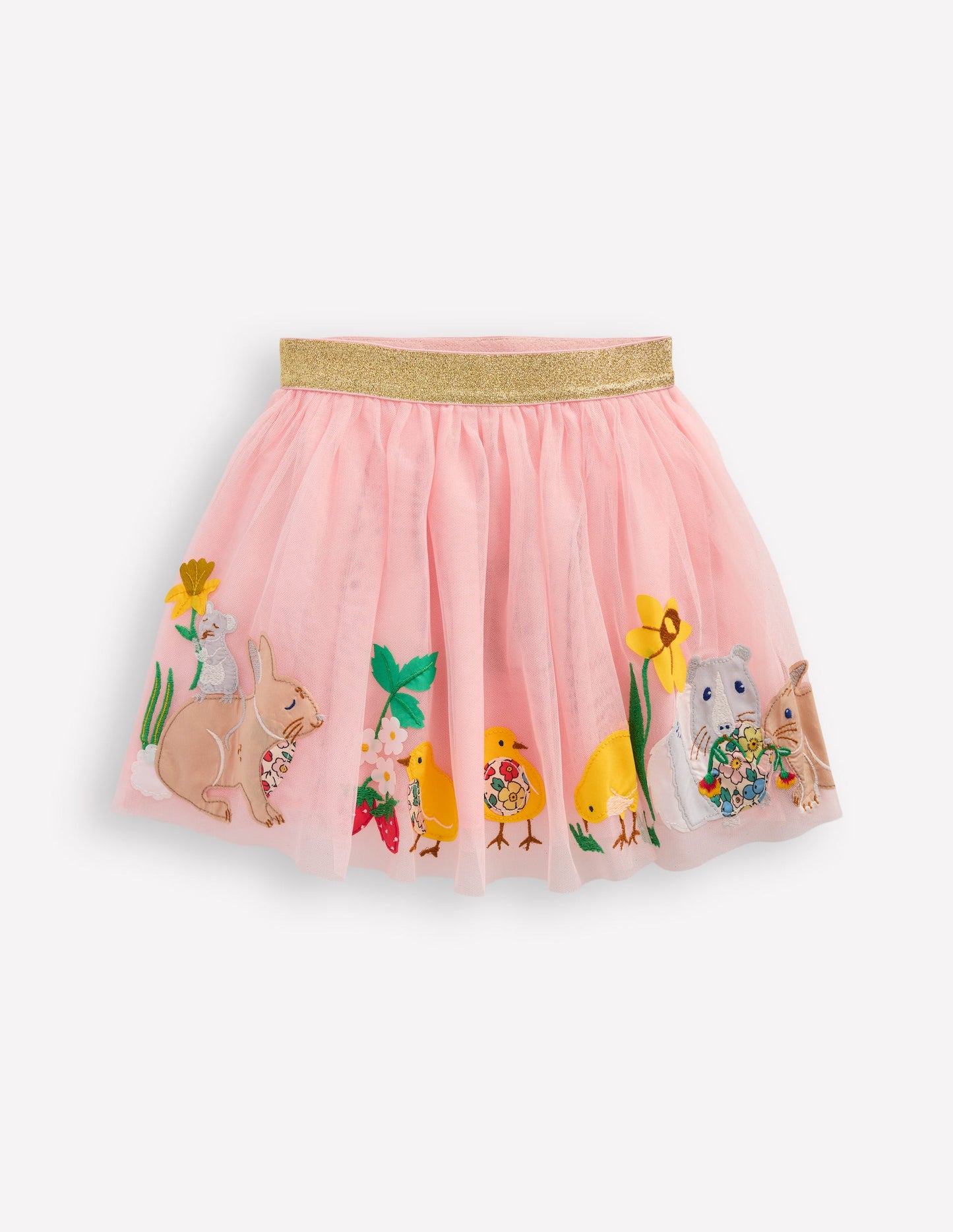 Tulle Applique Skirt-French Pink Bunnies