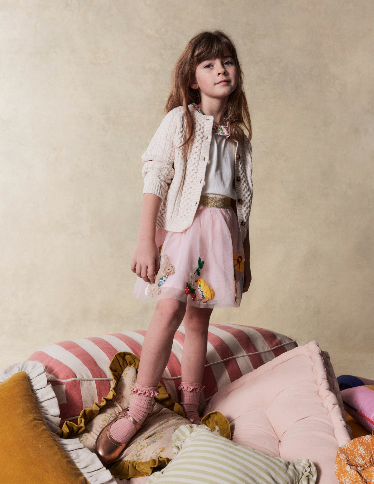Tulle Applique Skirt-French Pink Bunnies - Image 4