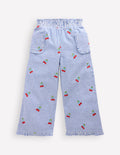Nostaglic Frill Pants-Blue Ticking Cherries