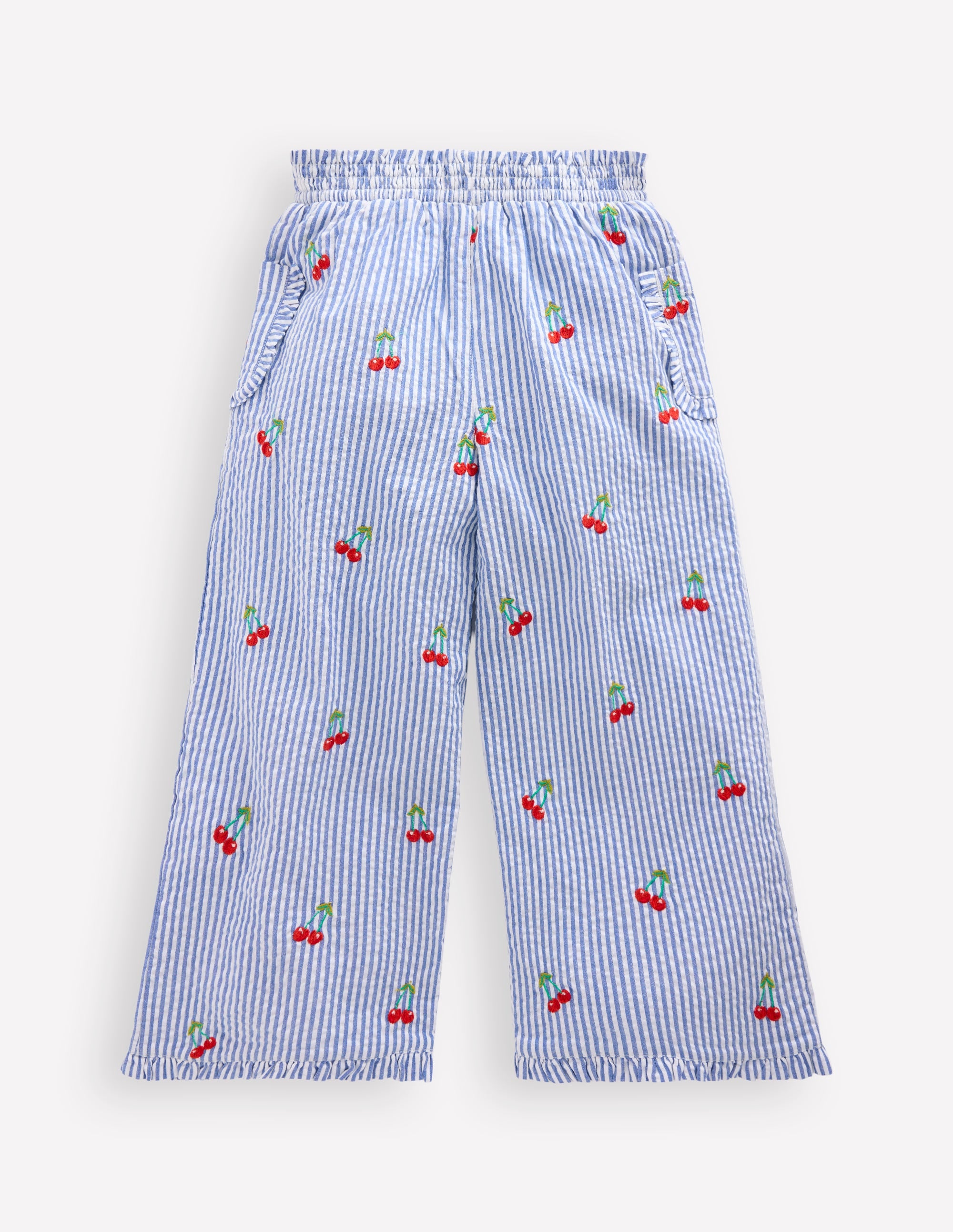 Nostaglic Frill Pants-Blue Ticking Cherries - Image 2