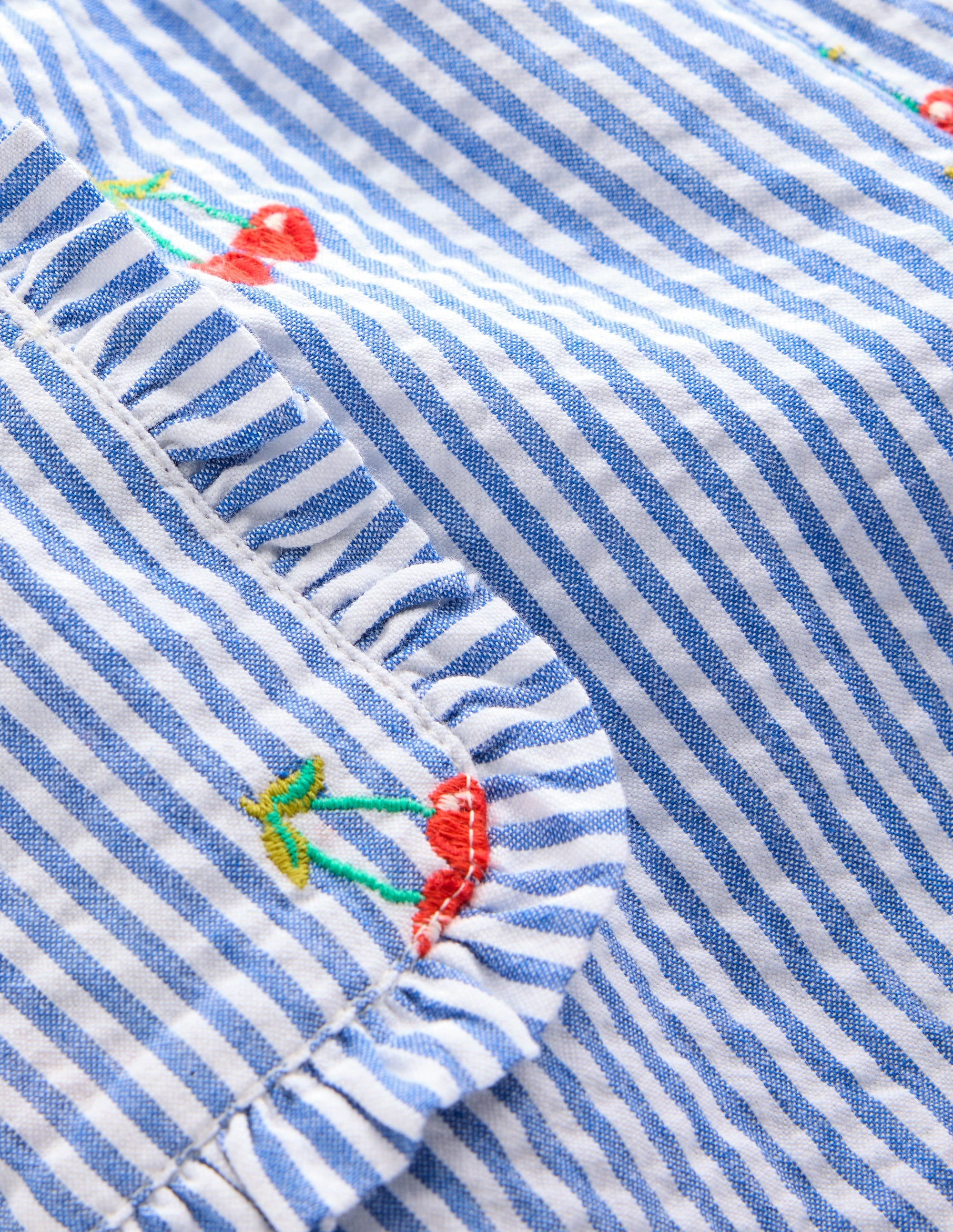 Nostaglic Frill Pants-Blue Ticking Cherries - Image 3