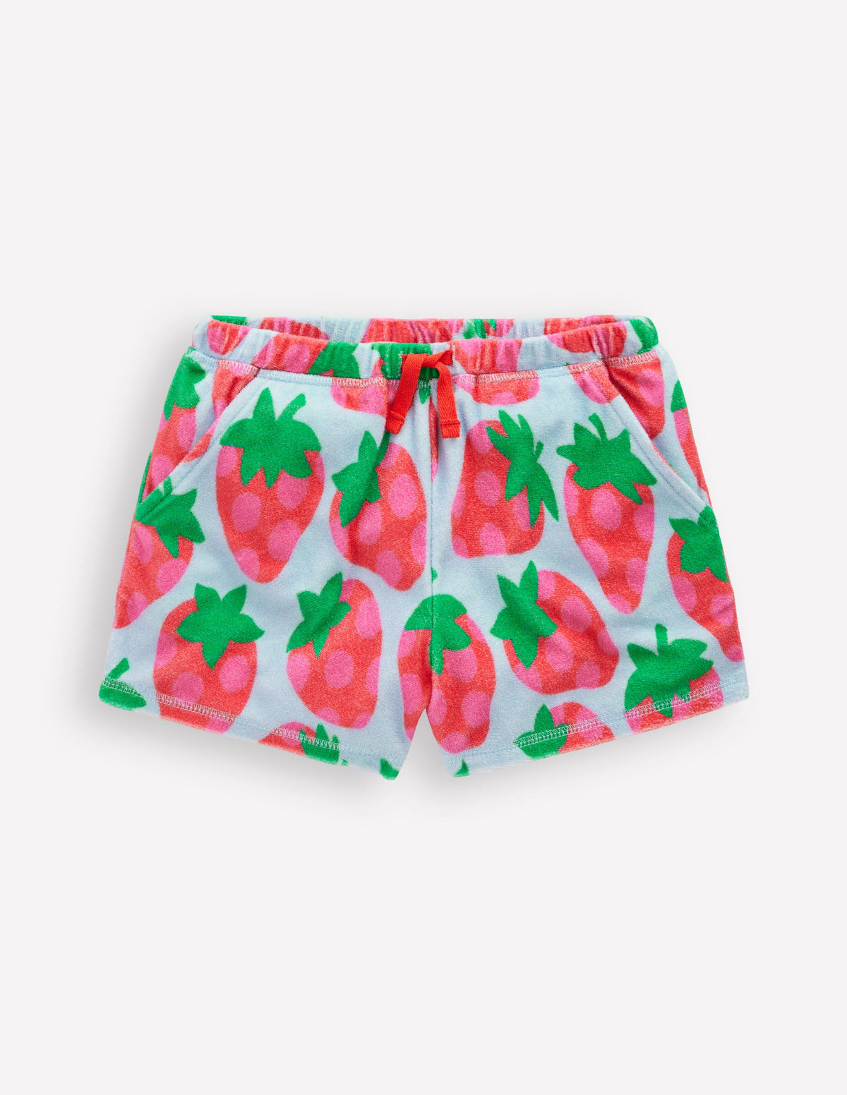 Printed Towelling Short-Misty Blue Spotty Strawberry - Image 1