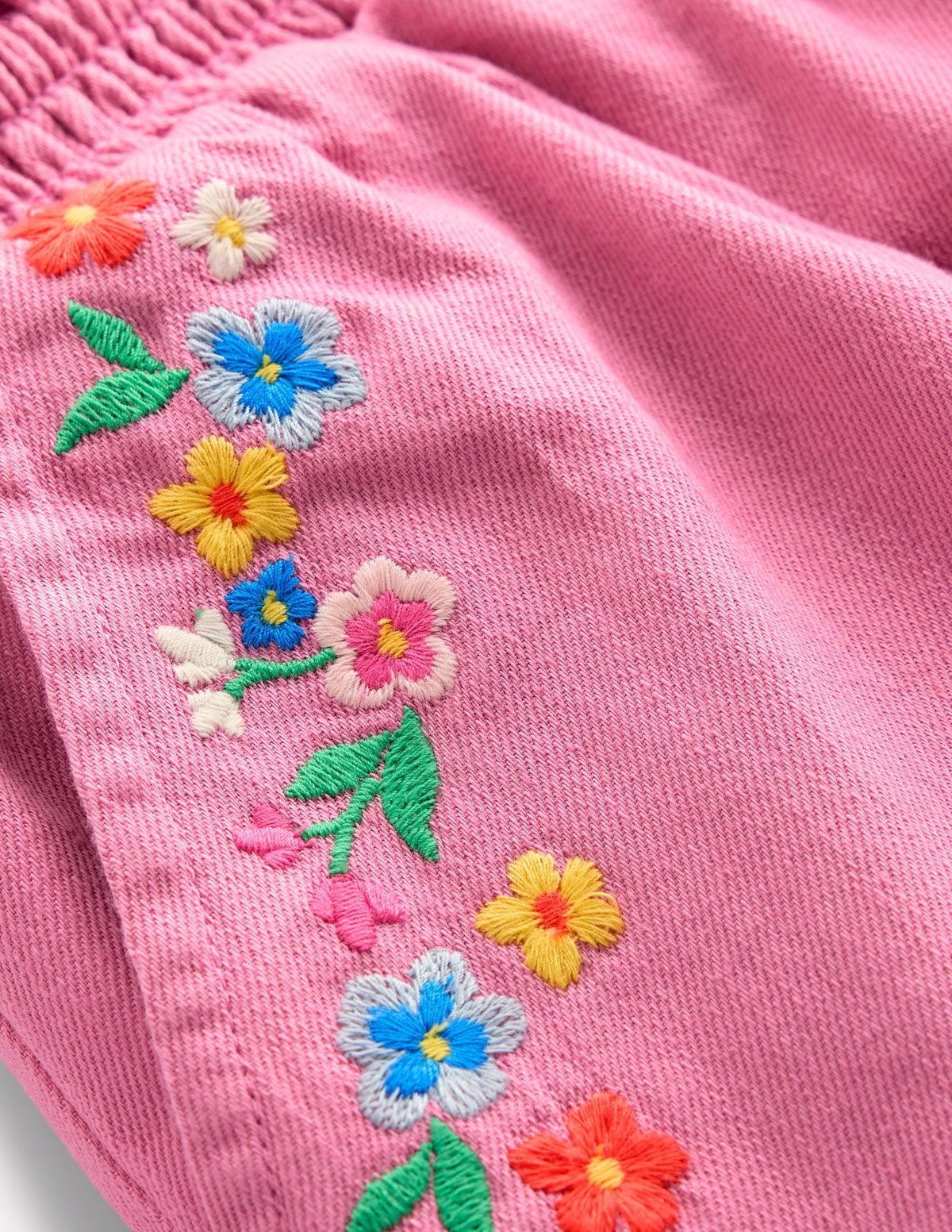 Pull-On Shorts-Pink Embroidered - Image 3