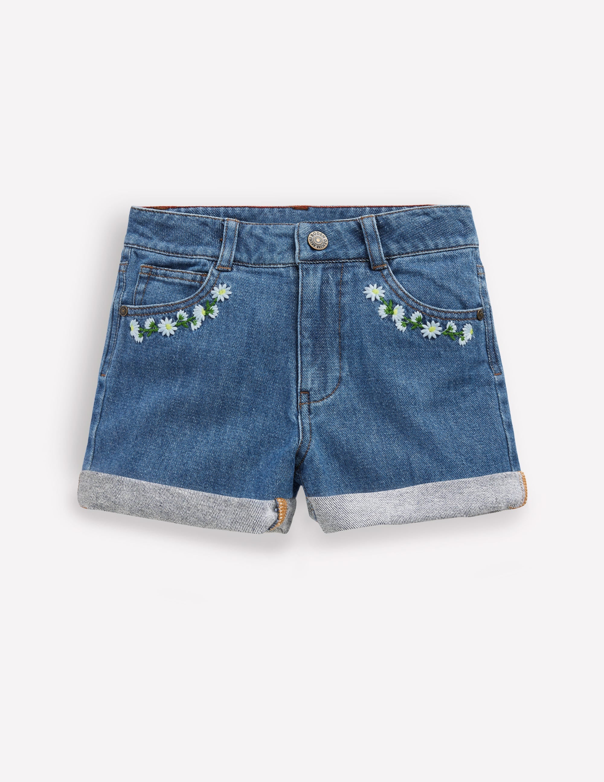 Denim Shorts-Vintage Embroidered Daisy - Image 1