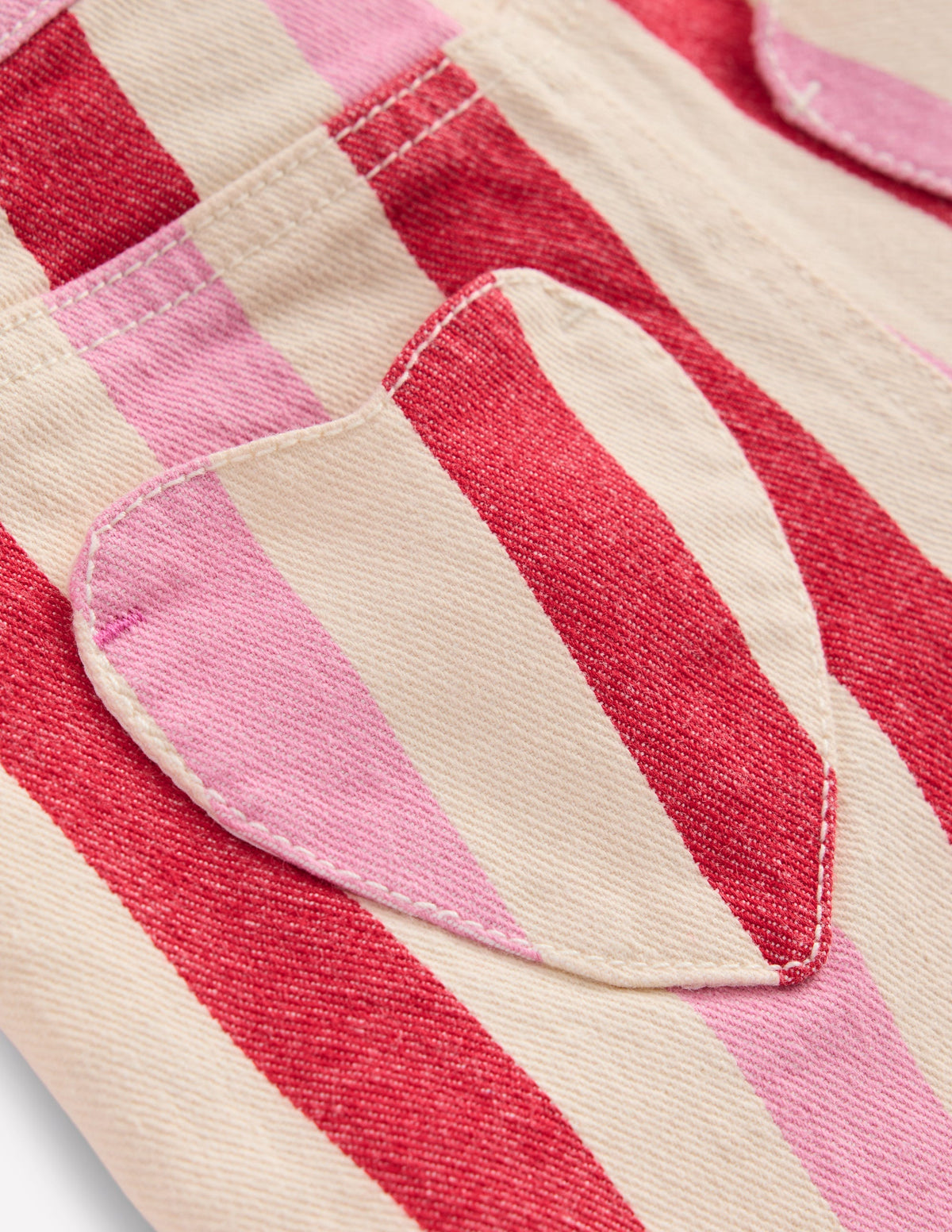 Denim Shorts-Pink and Red Stripe - Image 3