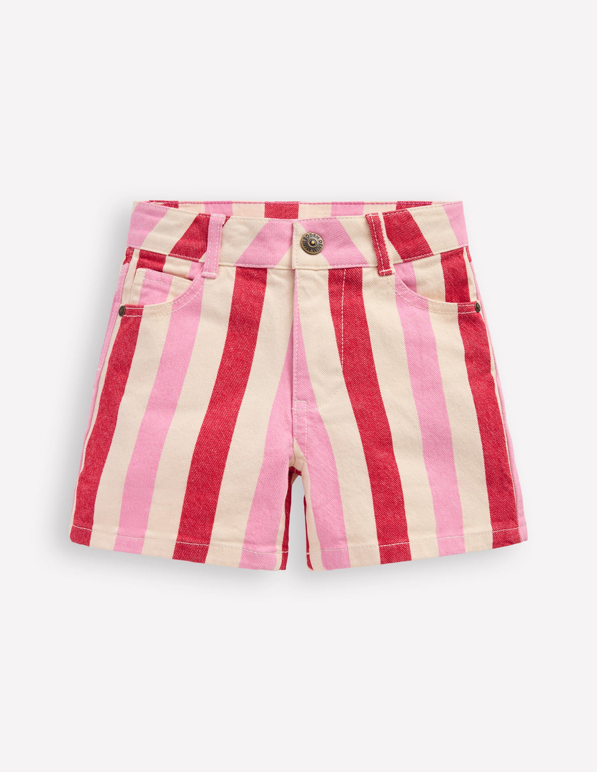 Denim Shorts-Pink and Red Stripe - Image 1