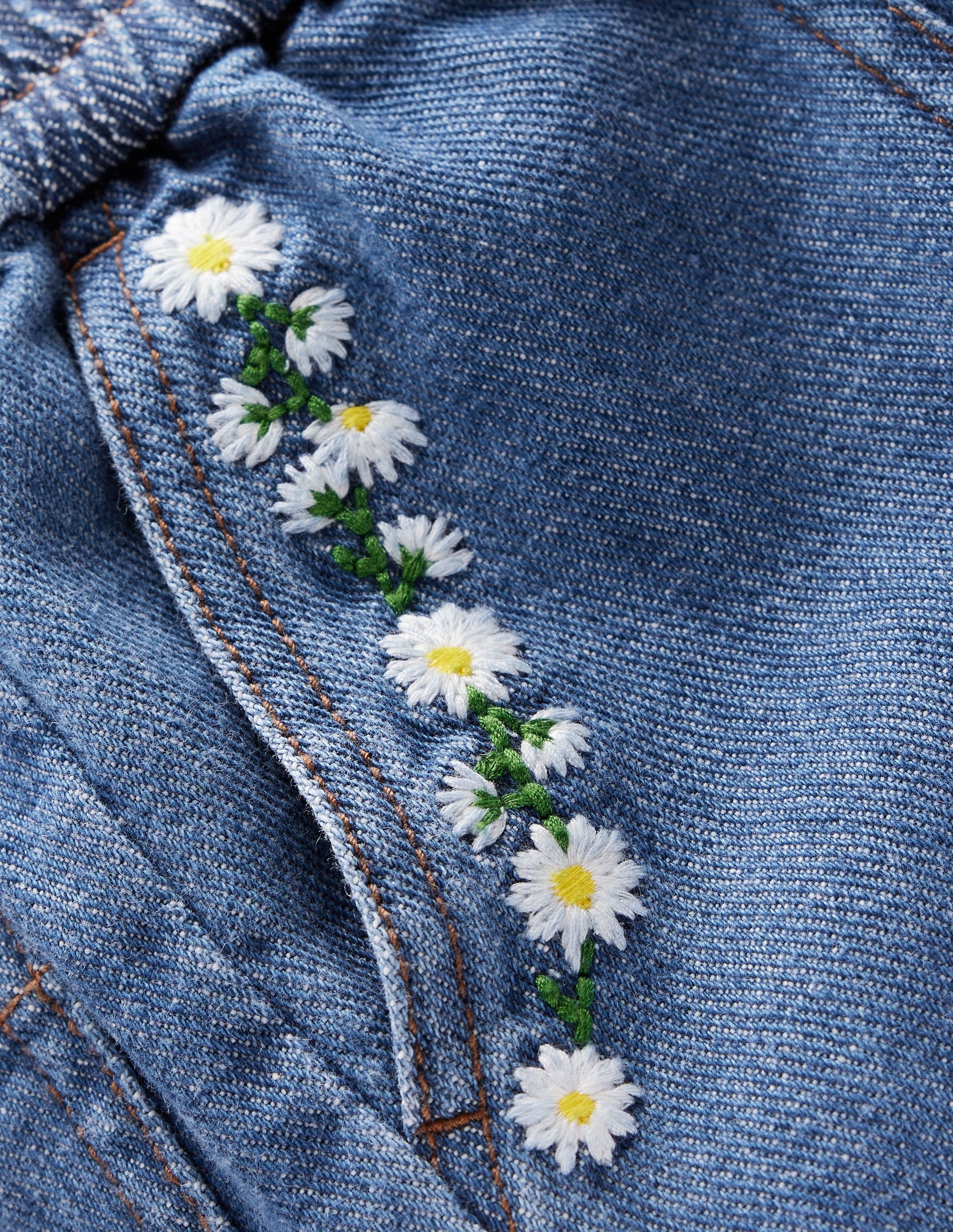Pull-On Pants-Vintage Embroidered Daisy | Boden USA Pull-On Pants-Vintage Embroidered Daisy | Boden USA