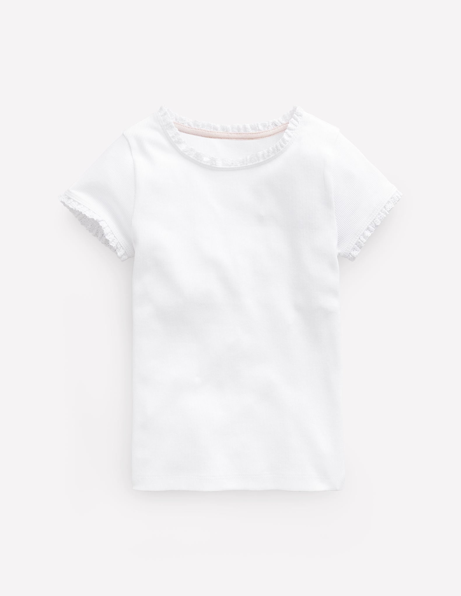 Short Sleeve Ribbed T-shirt-White-1