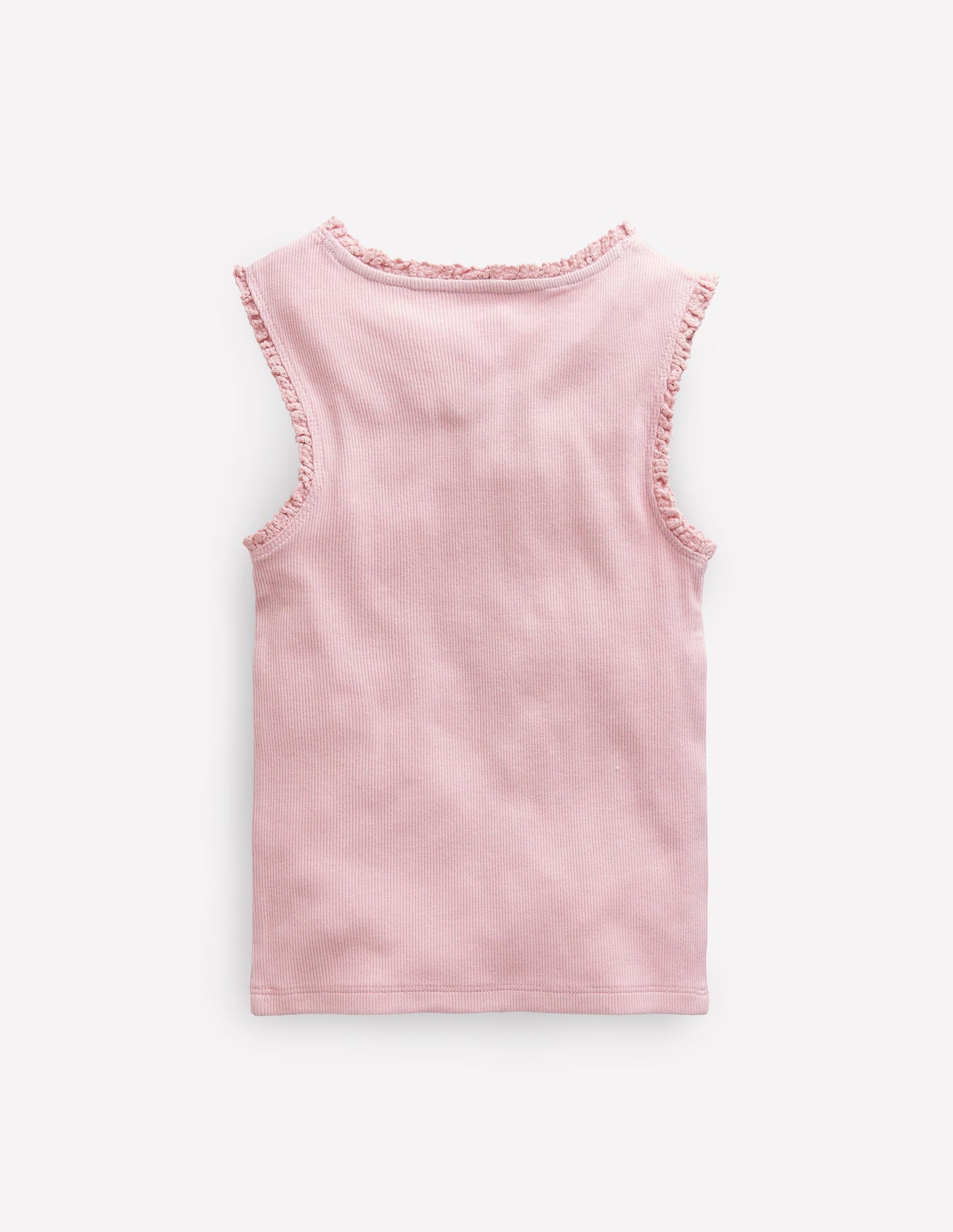 Ribbed Lace Trim Tank Top-French Pink