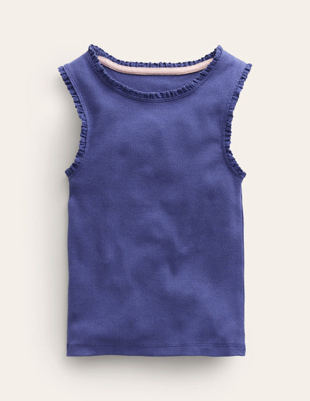 Ribbed Lace Trim Tank Top-Starboard