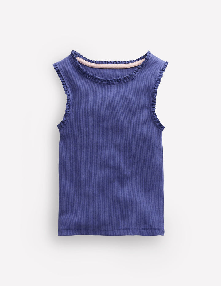 Ribbed Lace Trim Tank Top-Starboard