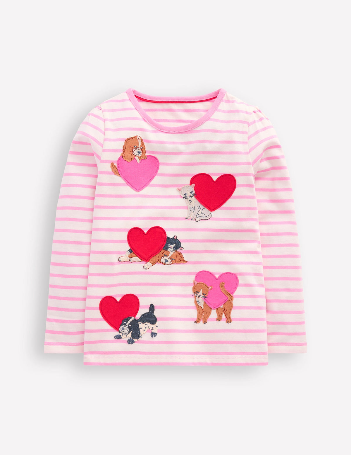 Puff Sleeve Applique T-shirt-Bubblegum Pink/ Ivory Pets - Image 1