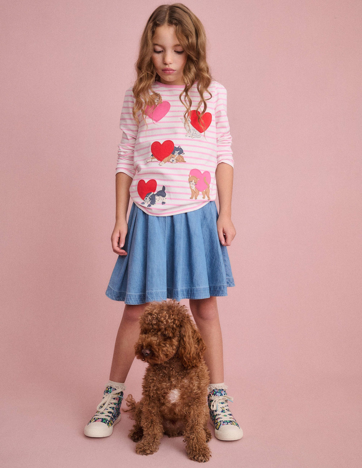 Puff Sleeve Applique T-shirt-Bubblegum Pink/ Ivory Pets - Image 4