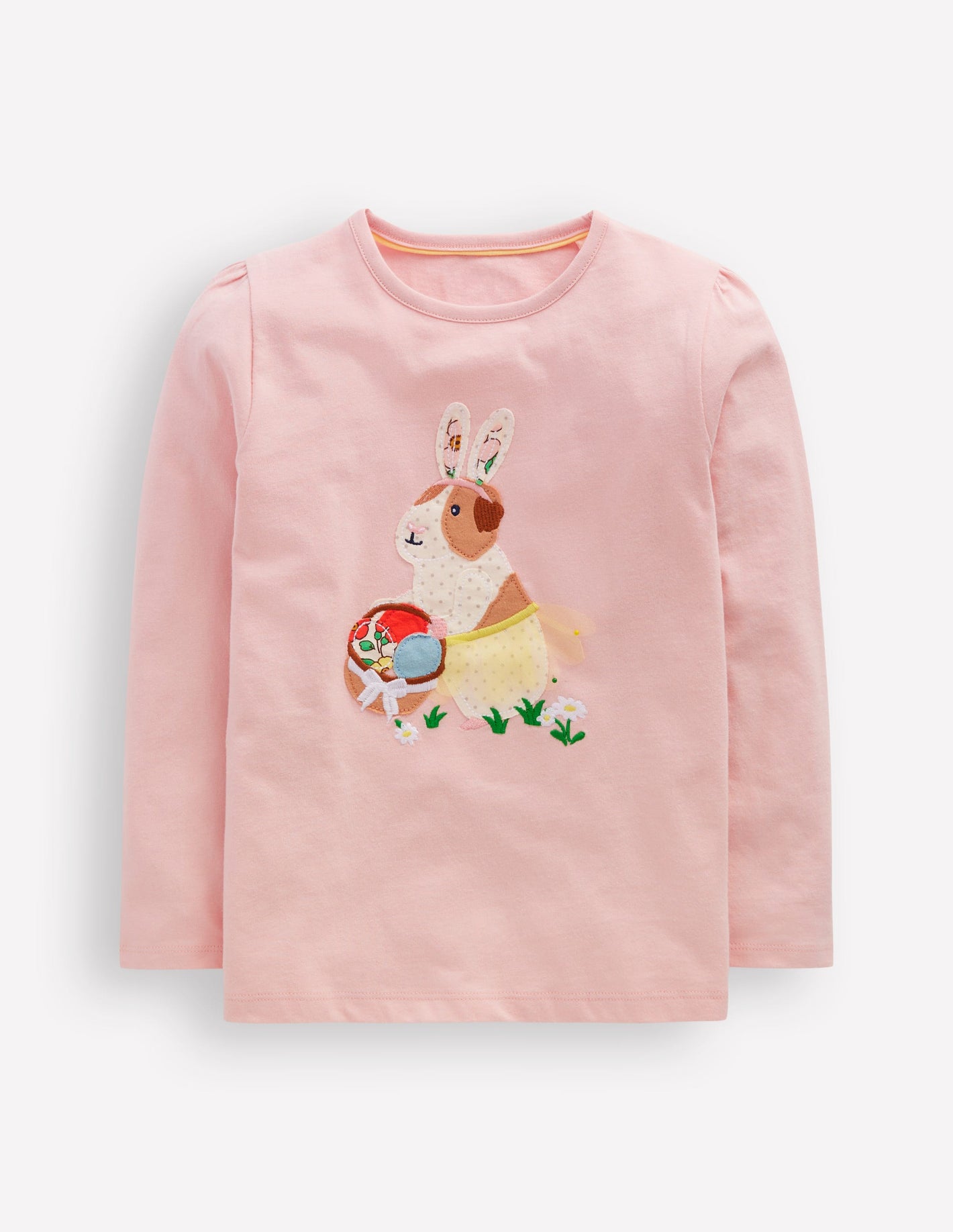 Puff Sleeve Applique T-shirt-Chalk Pink Guinea Pig