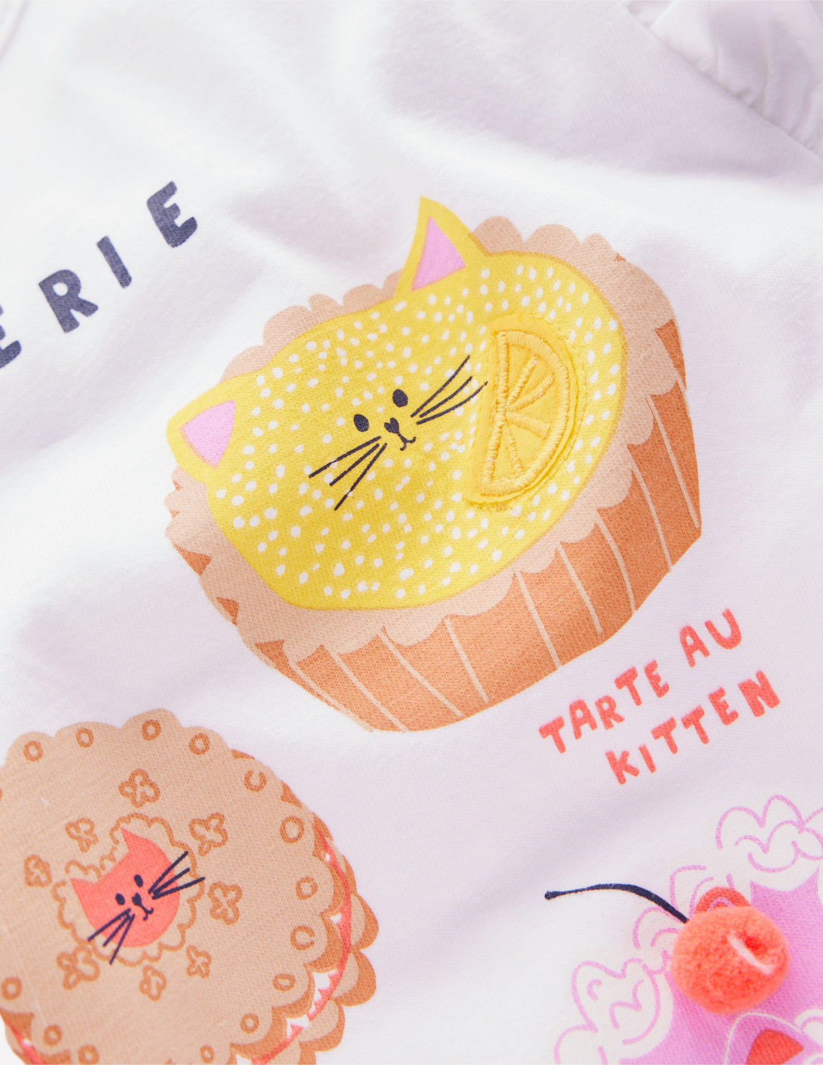 Long Sleeve Frill Logo Top-Ivory Catisserie - Image 3