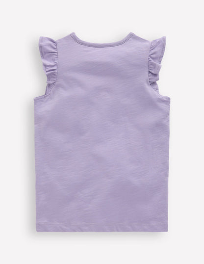 Short Sleeve Frill Logo Top-Misty Lavender Guinea Pigs-2