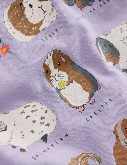 Short Sleeve Frill Logo Top-Misty Lavender Guinea Pigs-3