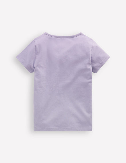 Short Sleeve Applique T-shirt-Misty Lavendar Cherries